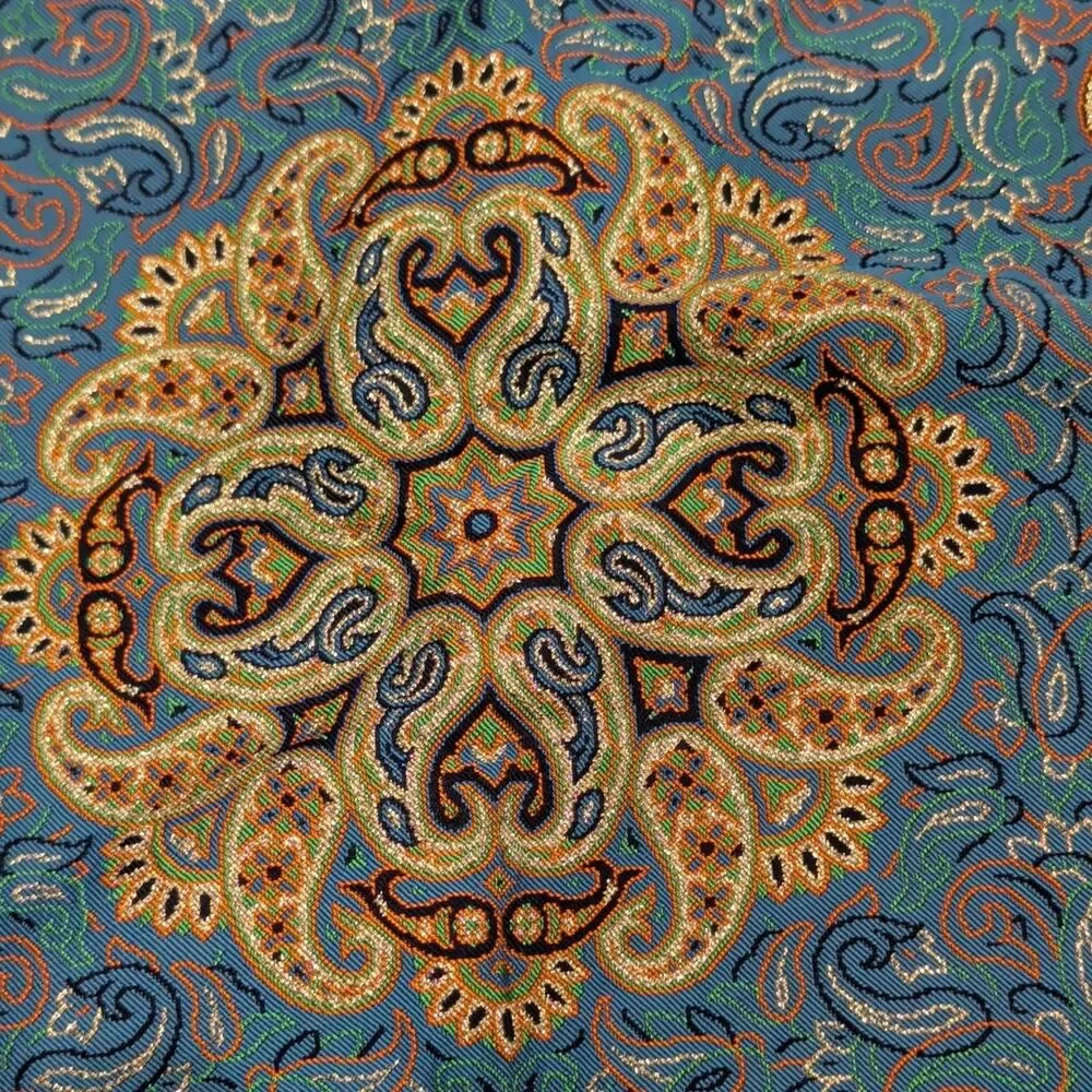 Blue Gold Beige Paisley Square Pillow Sham, Standard Square 18x18 set of two